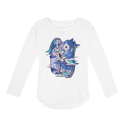 Converse Girls' white trainer print t-shirt